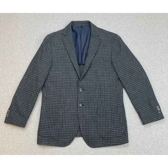 Jos A Bank Blazer Mens 42R Check Cotton Wool Blend Slim Fit 2-Button